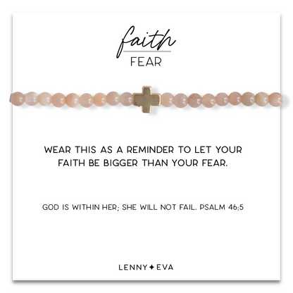 Faith Over Fear Cross Bracelet-Sunstone