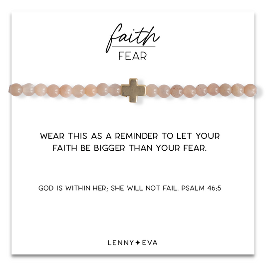 Faith Over Fear Cross Bracelet-Sunstone