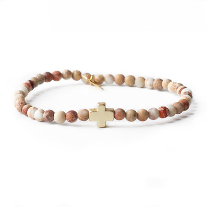 Faith Over Fear Cross Bracelet-White Jasper