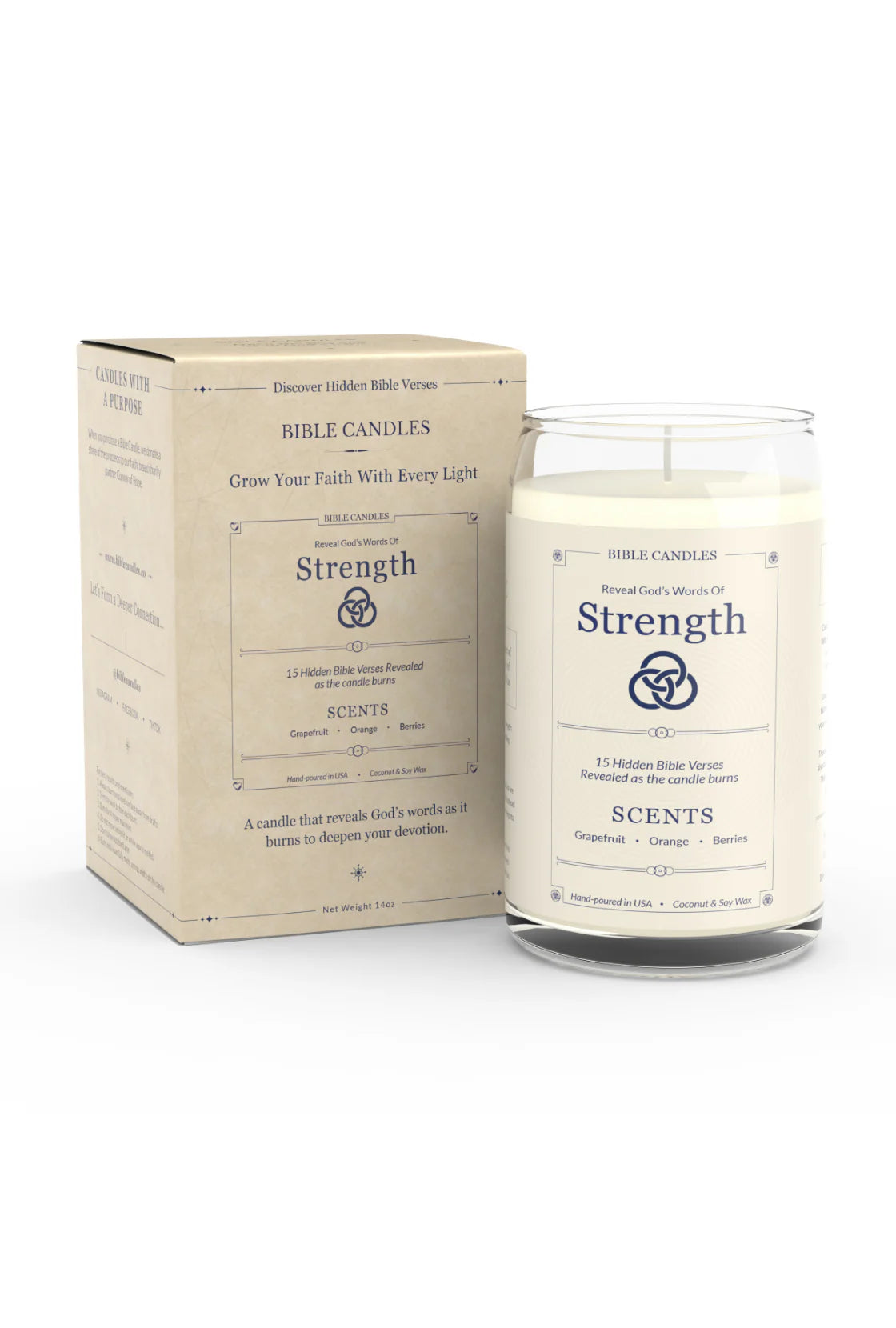 Strength Bible Candle - Grapefruit, Orange & Berry Scent with Hidden Verses