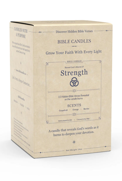 Strength Bible Candle - Grapefruit, Orange & Berry Scent with Hidden Verses