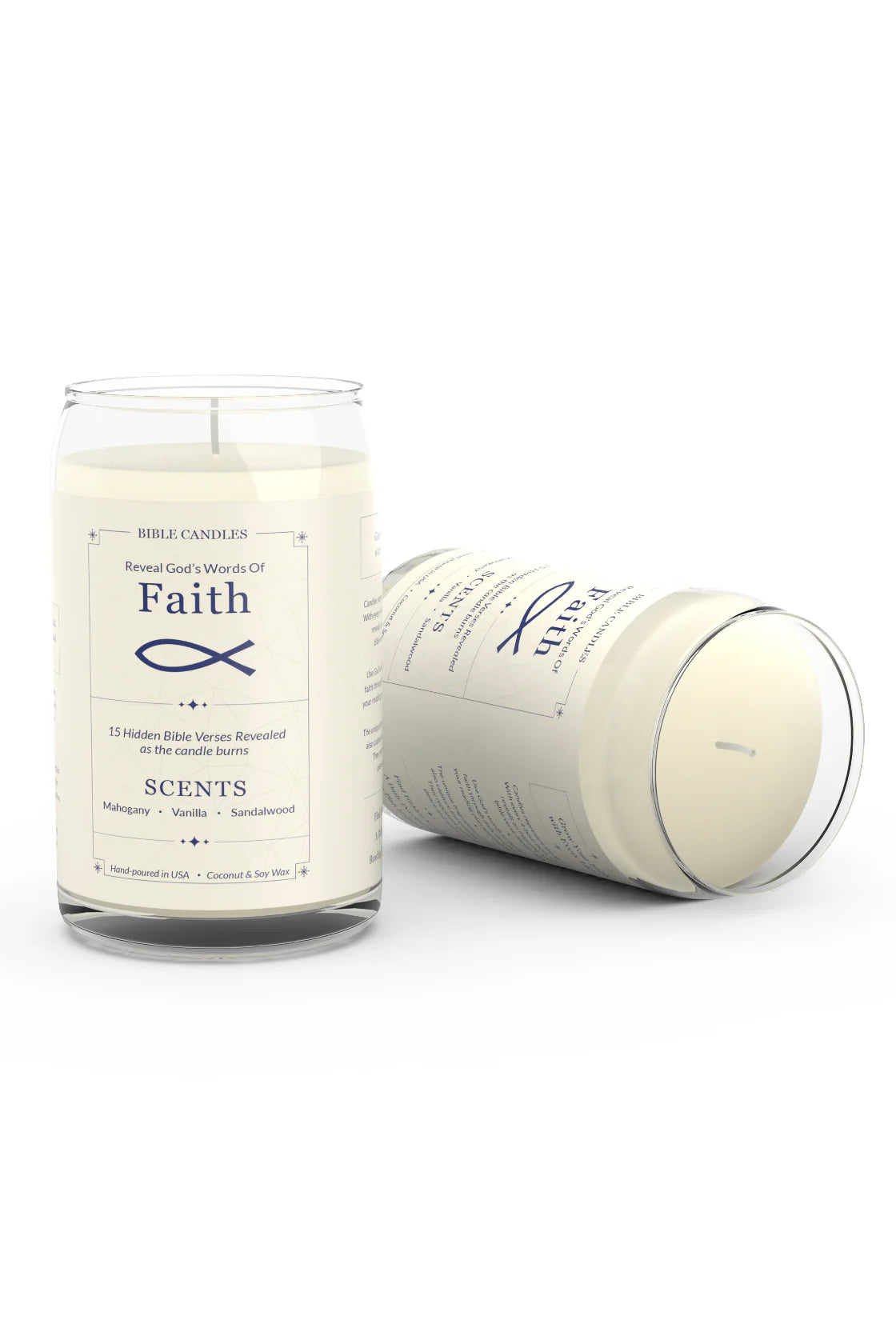 Faith Bible Candle - Mahogany, Vanilla & Sandalwood Scent with Hidden Verses