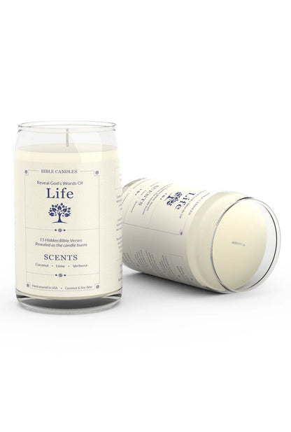 Life Bible Candle - Coconut, Lime & Verbena Scent with Hidden Verses
