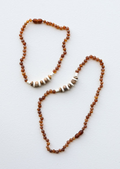 Raw Cognac Baltic Sea Amber + Natural Jasper || Necklace