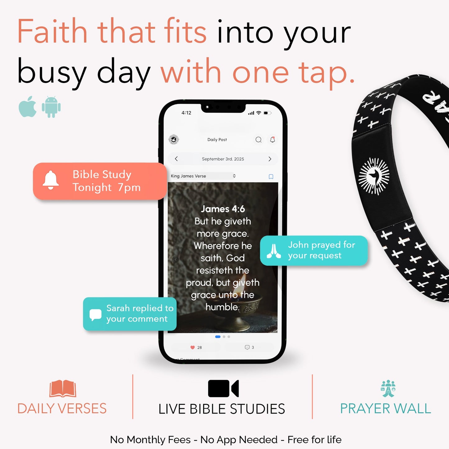 Glow in the Dark Faith Over Fear Bible Verse Bracelet