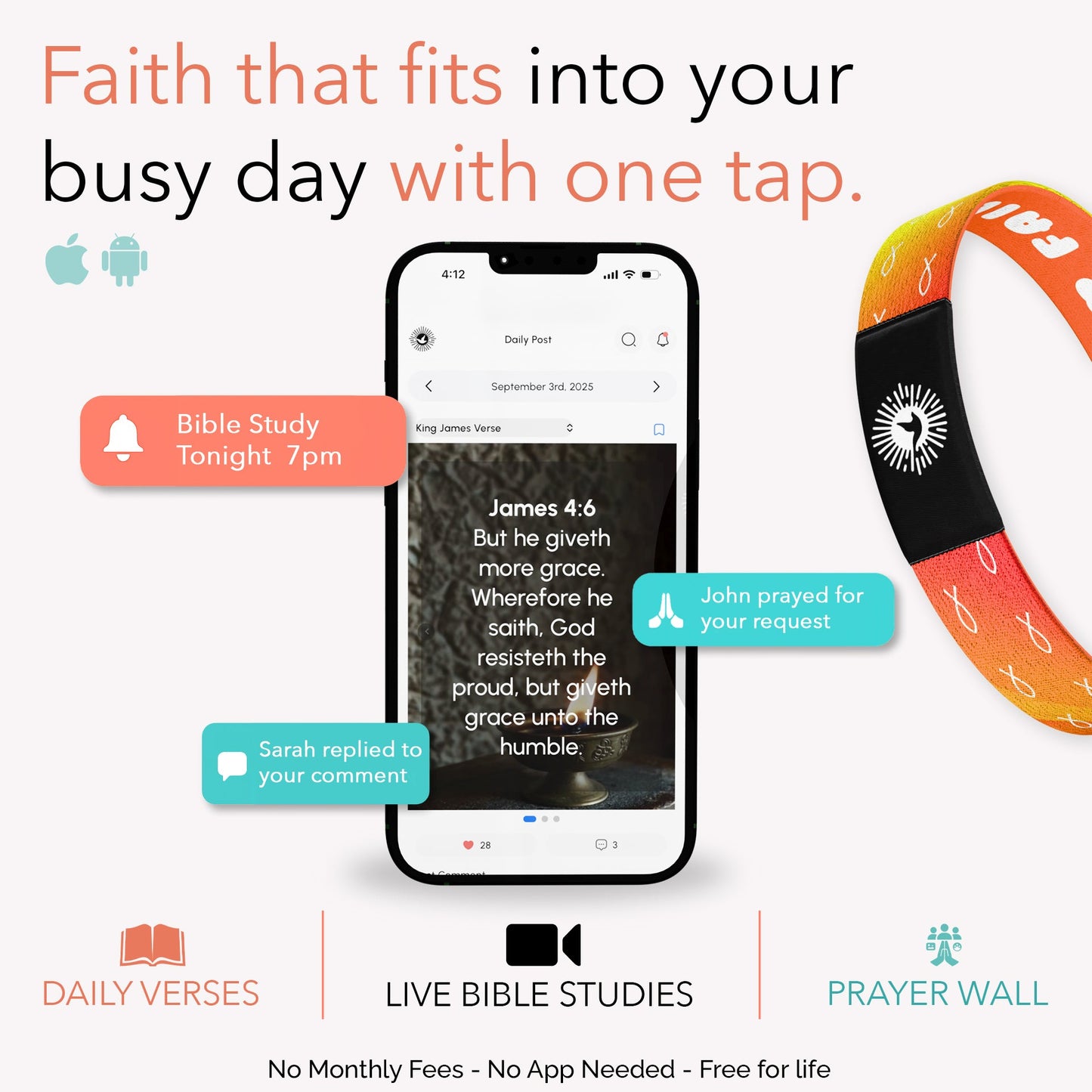 God's Love Never Fails Bible Verse Bracelet