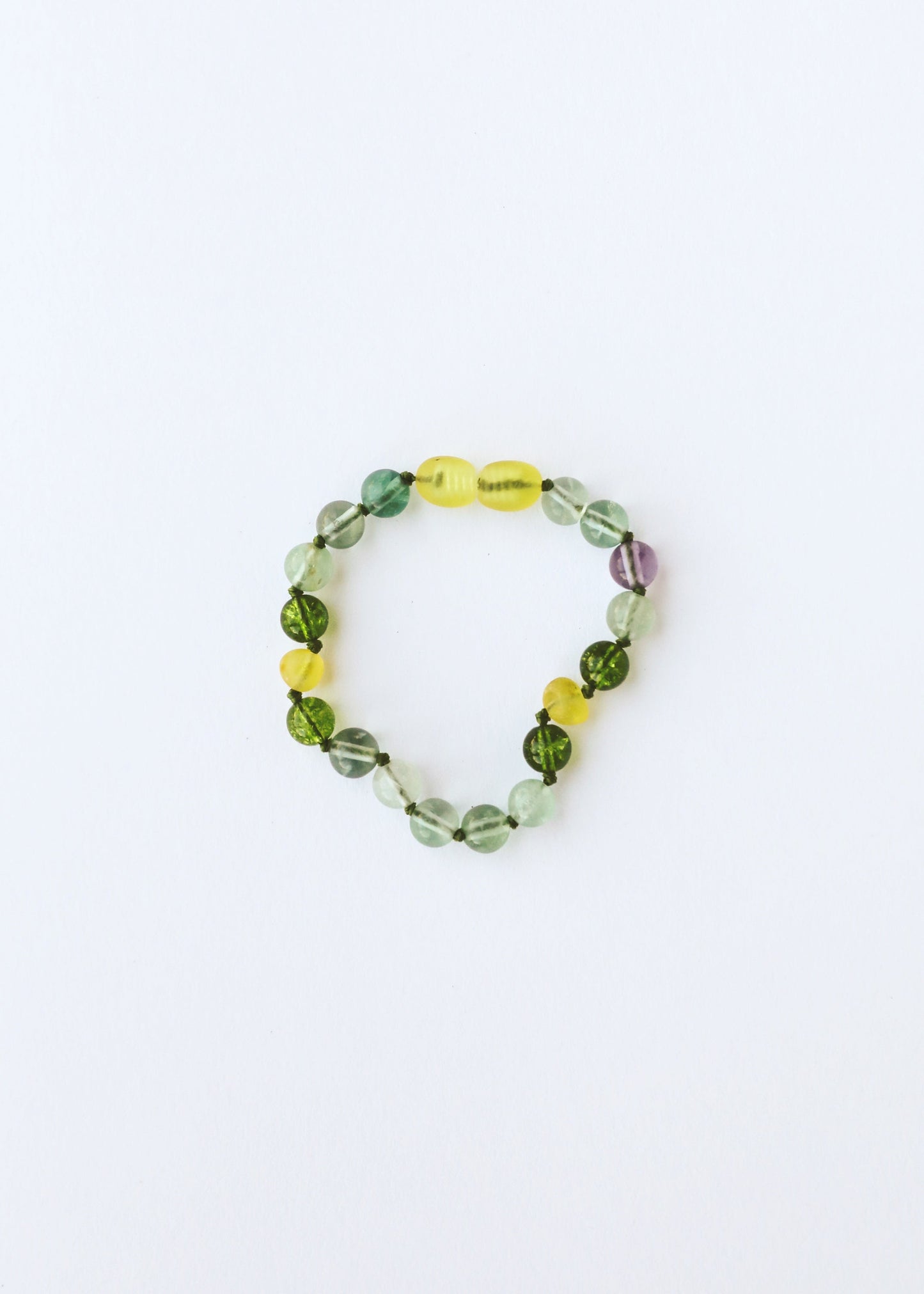 Raw Baltic Sea Amber + Fluorite + Peridot || Gemstone Anklet or Bracelet