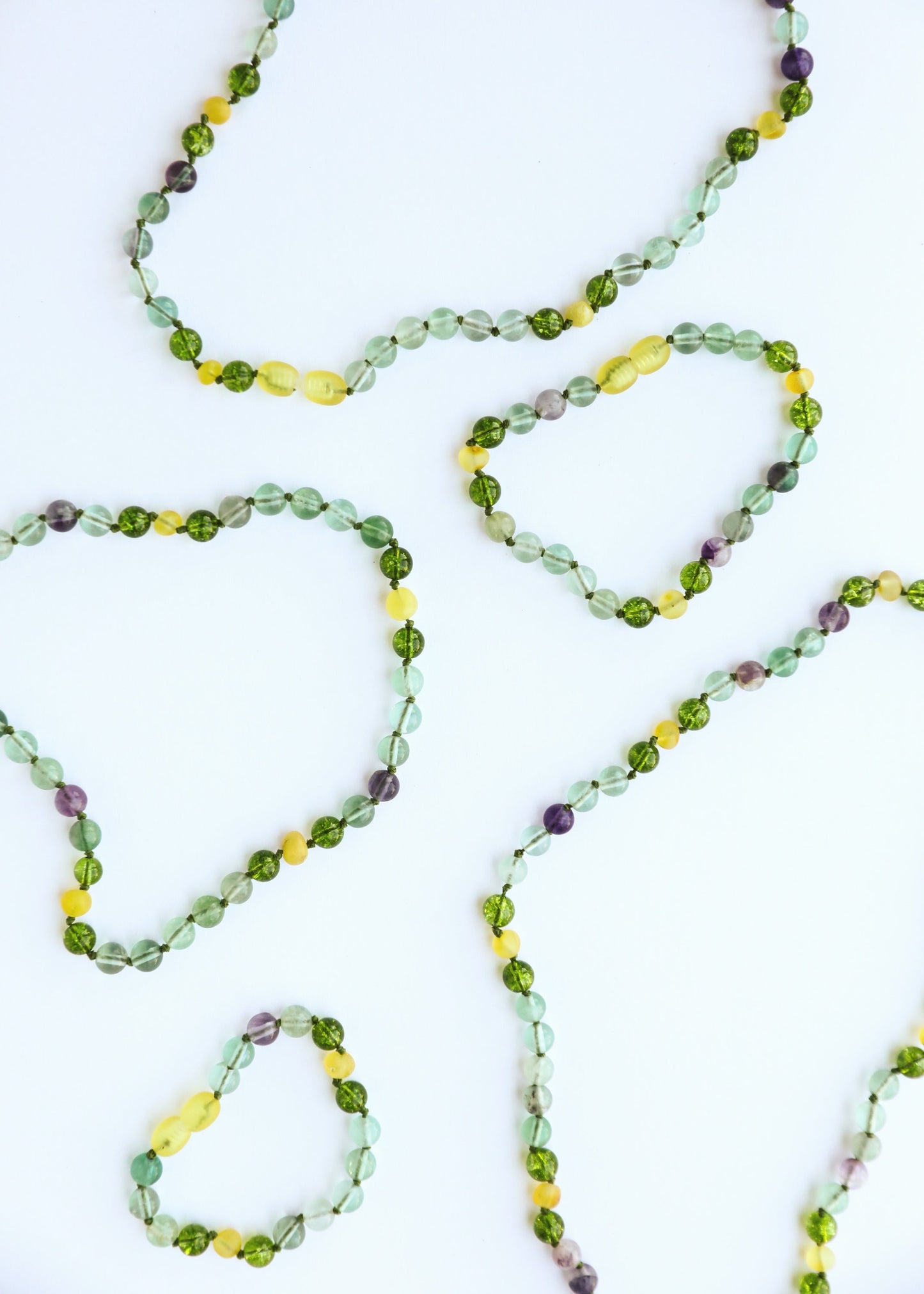 Raw Baltic Sea Amber + Fluorite + Peridot || Gemstone Anklet or Bracelet