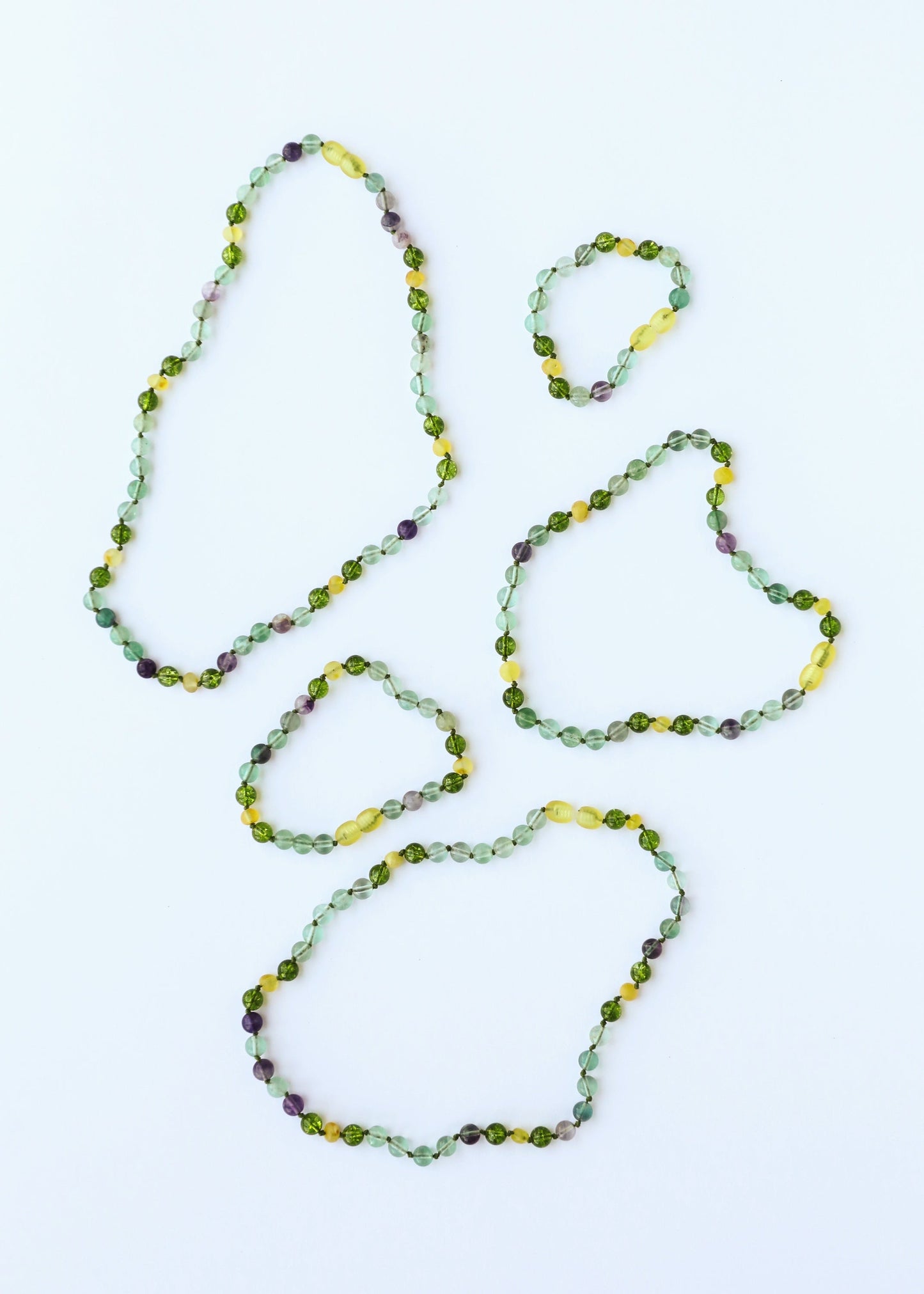 Raw Baltic Sea Amber + Fluorite + Peridot || Gemstone Anklet or Bracelet