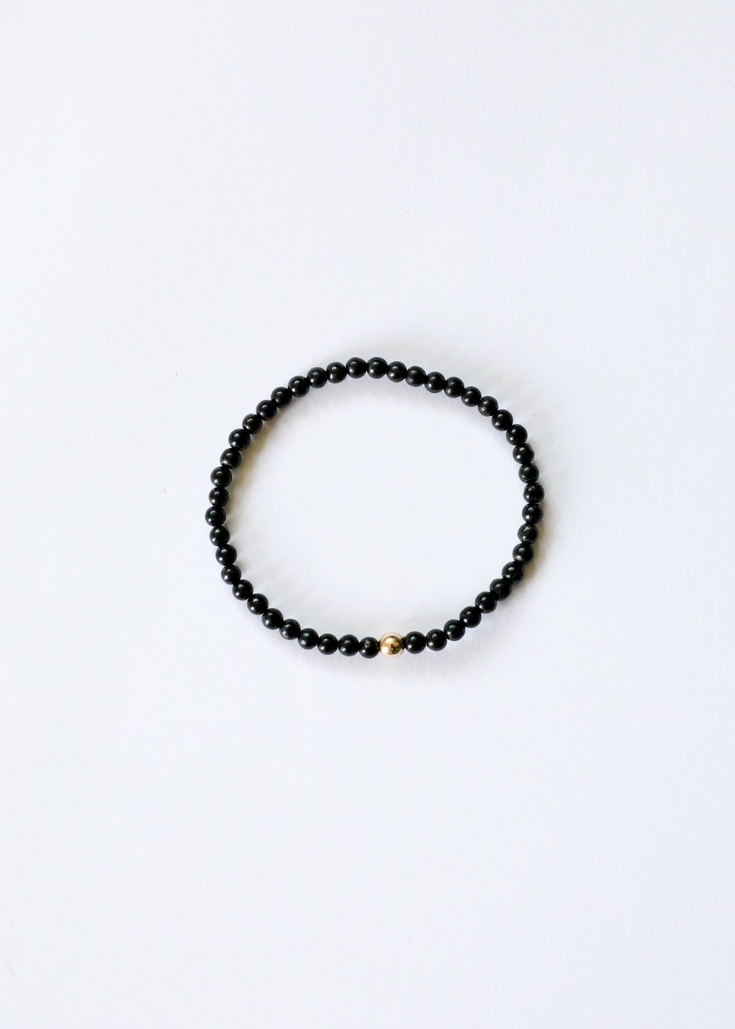 Dainty Shungite + 14K Gold Filled || Beaded Stretch Bracelet